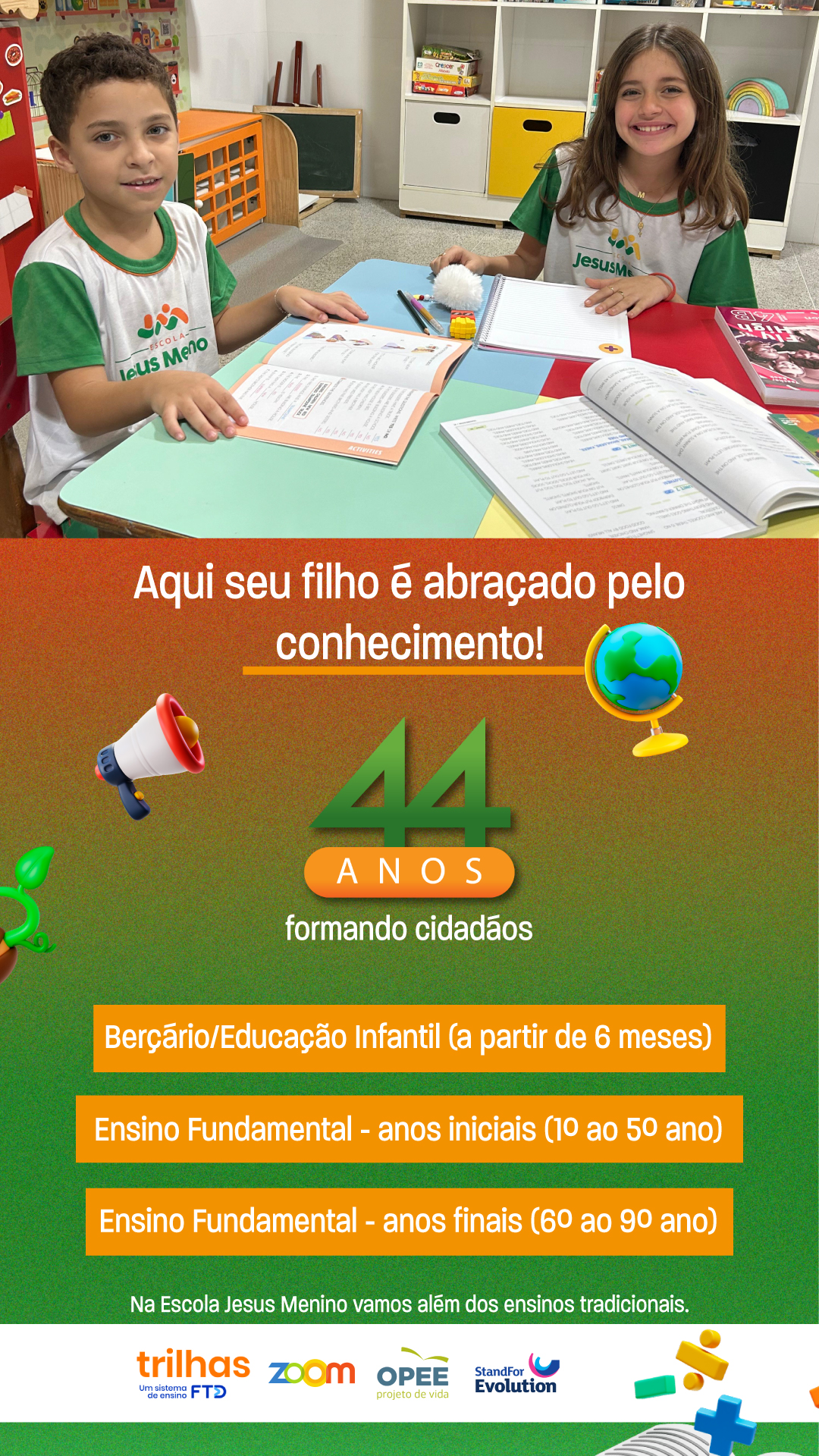Campanha Escola Jesus Menino — Matrículas e rematrículas abertas